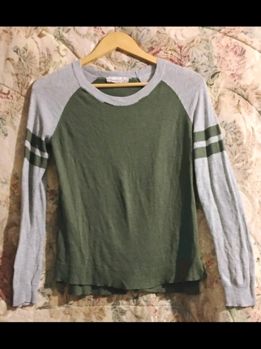 Pink Republic Olive and Light Gray Knit Sweater